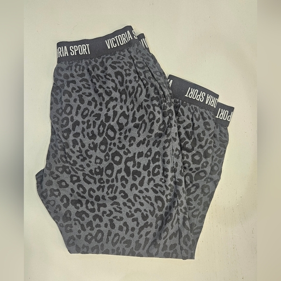 Victoria's Secret Black Leopard Print Track Pants - Picture 2 of 5